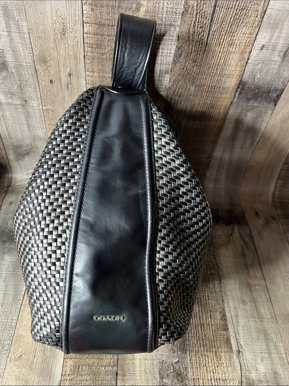 Coach Park Avery Woven Black Woven Shoulder Hobo Bag - Picture 6 of 10